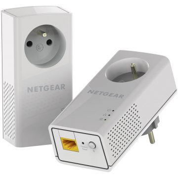NETGEAR PLP1000-100FRS Pack de 2 prises CPL 1000 Mbps avec Prise filtrée et Port Ethernet.